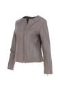 Taupe Ashwood Leather Taupe 'Francesca' Collarless Real Leather Fashion Jacket, Image 3 of 5