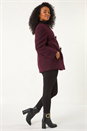 Wine Petite Textured Boucle Coat, Image 3 of 5
