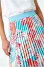 Turquoise Seashell Print Pleated Maxi Skirt, Image 5 of 5