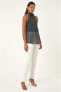 Black Spot Print High Neck Halter Top, Image 2 of 5