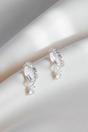 Silver Sterling Silver CZ Huggie Hoop Drop Earrings, Image 1 of 3