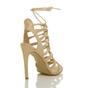Natural AJVANI Natural High Heel Lace Up Strappy Sandals, Image 4 of 6