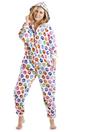 White Camille Lingerie White All In One Paw Print Hooded Fleece Onesie, Image 3 of 5
