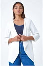Ivory  3/4 Sleeve Lace Back Waterfall Jacket, Image 2 of 5