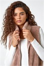 Taupe Soft Sherpa Fleece Gilet, Image 4 of 5
