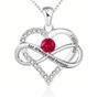 Silver Ruby Gemstone Heart Romantic Love Silver Necklace, Image 1 of 1