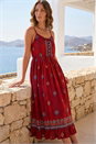 Wine Petite Strappy Tiered Hem Maxi Dress , Image 2 of 4