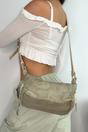 Beige Shoulder Bag With Buckle Strap And Zips, Image 4 of 4