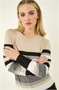 Stone Petite Stripe Round Neck Jumper, Image 1 of 5