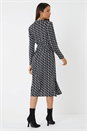 Teal Geometric Print Midi Stretch Dress, Image 3 of 5