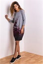 Silver Floral Border Print Slouch Dress, Image 3 of 4