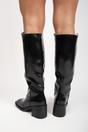 Black iKrush Black Verira Patent Knee High Block Heel Boots, Image 6 of 8