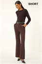 Dark Brown Short Bootcut Stretch Trousers, Image 1 of 6
