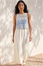 Blue Petite Crochet Top Linen Blend Maxi Dress, Image 2 of 4