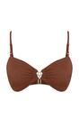 Brown Ruched Bandeau Bikini Top with Ring Detail, Image 3 of 5
