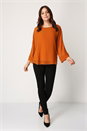 Copper Long Sleeve Overlay Chiffon Top, Image 2 of 4