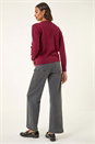 Burgundy Cable Knit Buttoned Cardigan, Image 3 of 5
