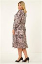 Pink Curve Animal Print Midi Dress, Image 3 of 5