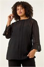 Black Curve Pintuck Pleat Top, Image 1 of 5