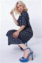 Black Polka Dot Angel Sleeve Maxi Dress, Image 3 of 5