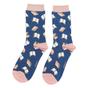 Navy Book Socks | Novelty Bamboo Socks, Image 2 of 3