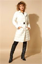 Ivory  Faux Fur Belted Longline Padded Coat, Image 2 of 5