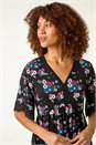 Black Lace Trim Floral Dress, Image 4 of 5