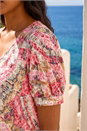 Red Print Burnout Blouson Top, Image 4 of 4