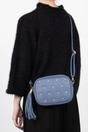 Navy Blue Star Studded Italian Leather Crossbody Bag, Image 3 of 3