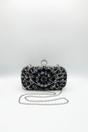 Black Rhinestone Ring Clasp Clutch Bag, Image 3 of 5