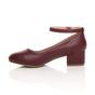 Burgundy Low Block Heel Ankle Strap Court Shoes, Image 3 of 6