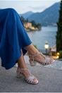 Silver Edie Metallic T Strap Rhinestone Sandals, Image 4 of 4