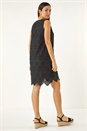 Black Flower Embroidered Shift Dress, Image 3 of 5
