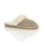 Beige Faux Fur Lined Slip On Memory Foam Mules Slippers, Image 1 of 5