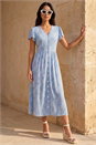 Blue Petite Abstract Spot Midi Dress, Image 1 of 4