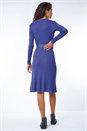 Royal Blue Belted Knitted Midi Dress, Image 3 of 5