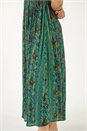 Teal Paisely Leaf Print Shirred Midi Dress, Image 5 of 5