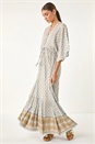 Light Blue  Shimmer Boho Border Maxi Dress, Image 2 of 5