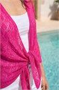 Cerise Detailed Draped Knit Shrug, Image 4 of 4