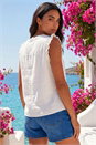 Ivory  Linen Blend Frill Sleeve Vest, Image 3 of 4
