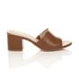 Tan AJVANI Tan Mid Block Heel Peep Toe Mules Sandals, Image 2 of 6