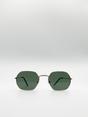 Gold Hexagon Metal Frame Sunglasses in Gold, Image 2 of 5