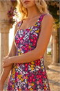 Fuchsia Floral Print Stretch Panel Dress, Image 4 of 4