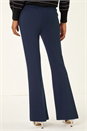 Navy  Short Bootcut Stretch Trousers, Image 3 of 5