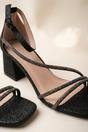Black Saoirse Glitter Block Heel Strappy Sandals, Image 3 of 5
