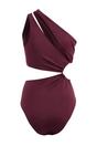 Plum One Shoulder Cut Out Detail Swimsuit, Image 2 of 2