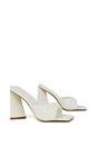 White XY LONDON White 'Maylin' Quilted Square Toe Sculptured Flared High Heels, Image 3 of 5