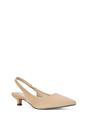 Beige 'Leila' Pointed Toe Low Kitten Heel Slingback Court Shoes, Image 2 of 5