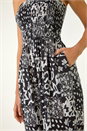 Black Abstract Print Shirred Bandeau Jumpsuit, Image 5 of 5