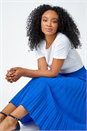 Royal Blue Petite Pleated Midi Skirt, Image 1 of 5